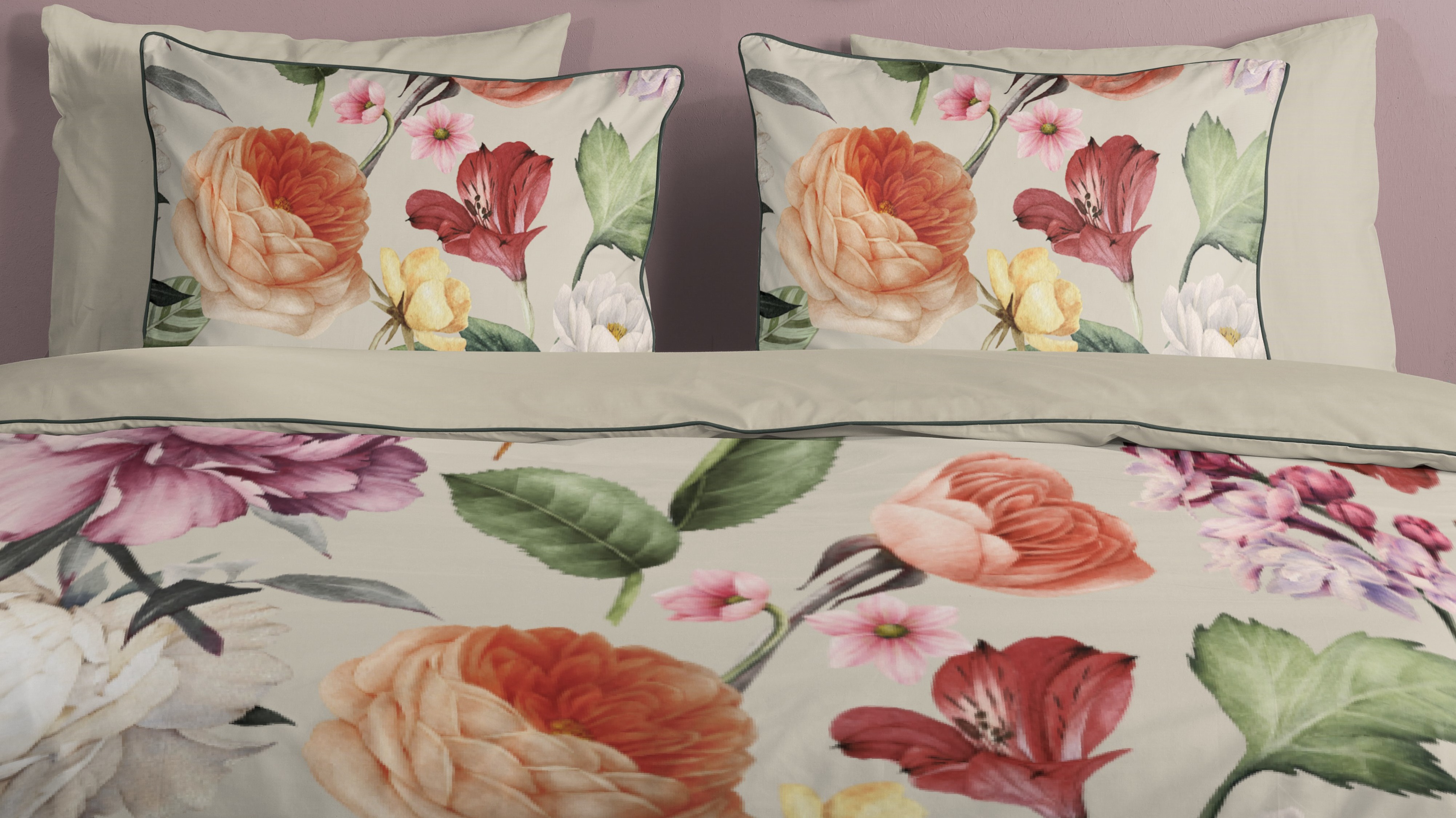 Dekbedovertrek Descanso Fiori - Sand close up