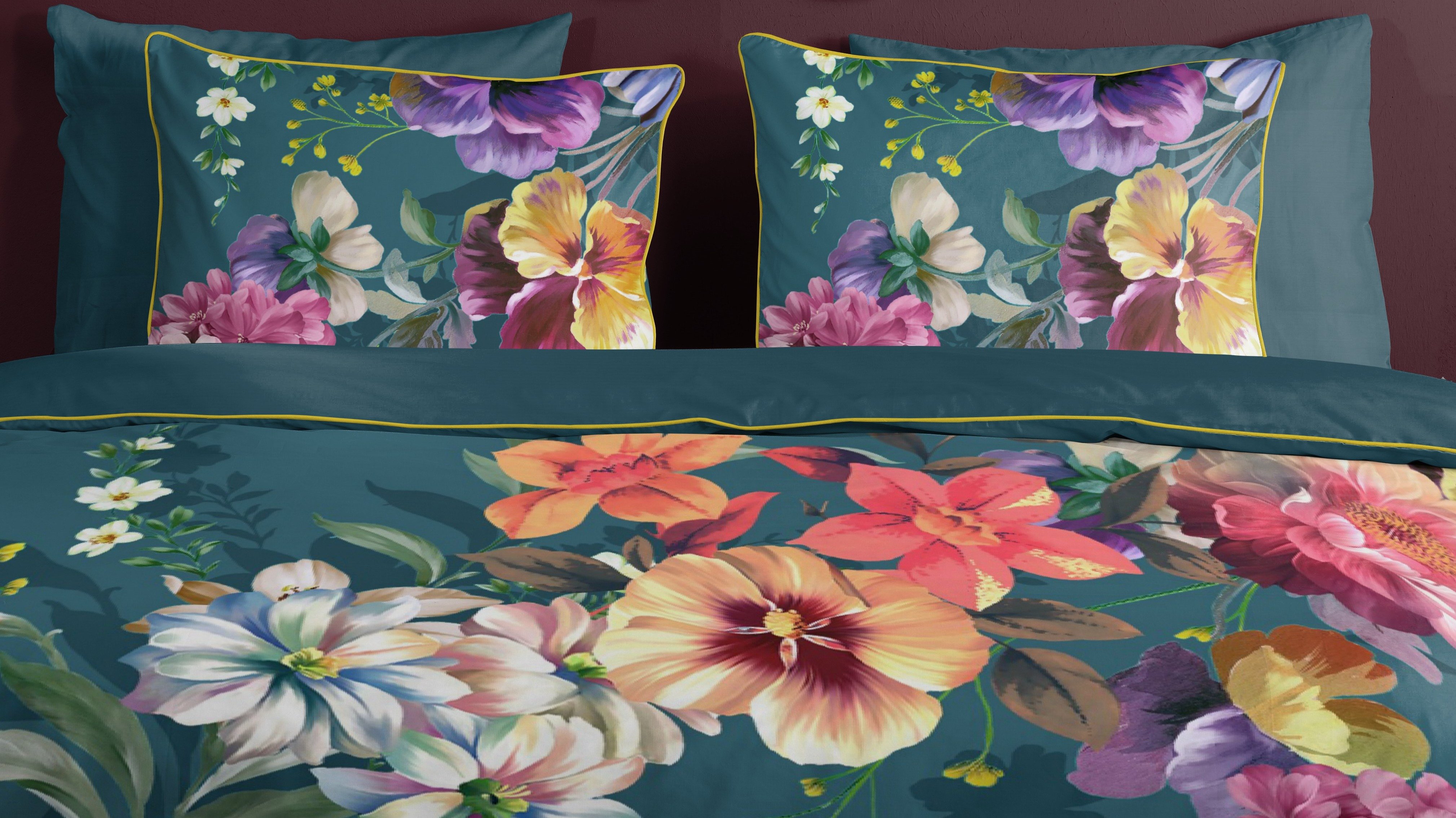 Dekbedovertrek Descanso Novara - Petrol close up