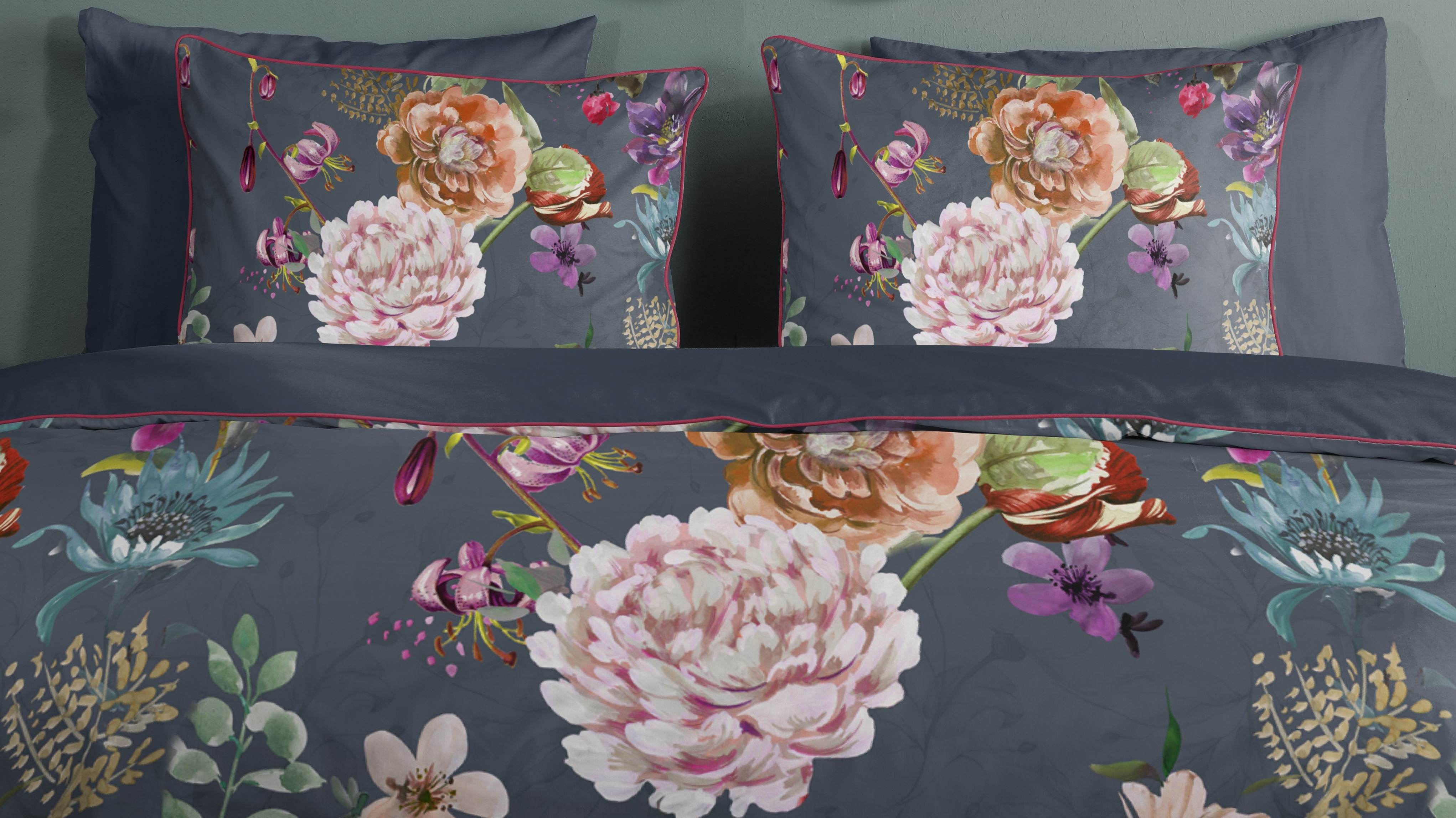 Dekbedovertrek Descanso Parma - Anthracite close up