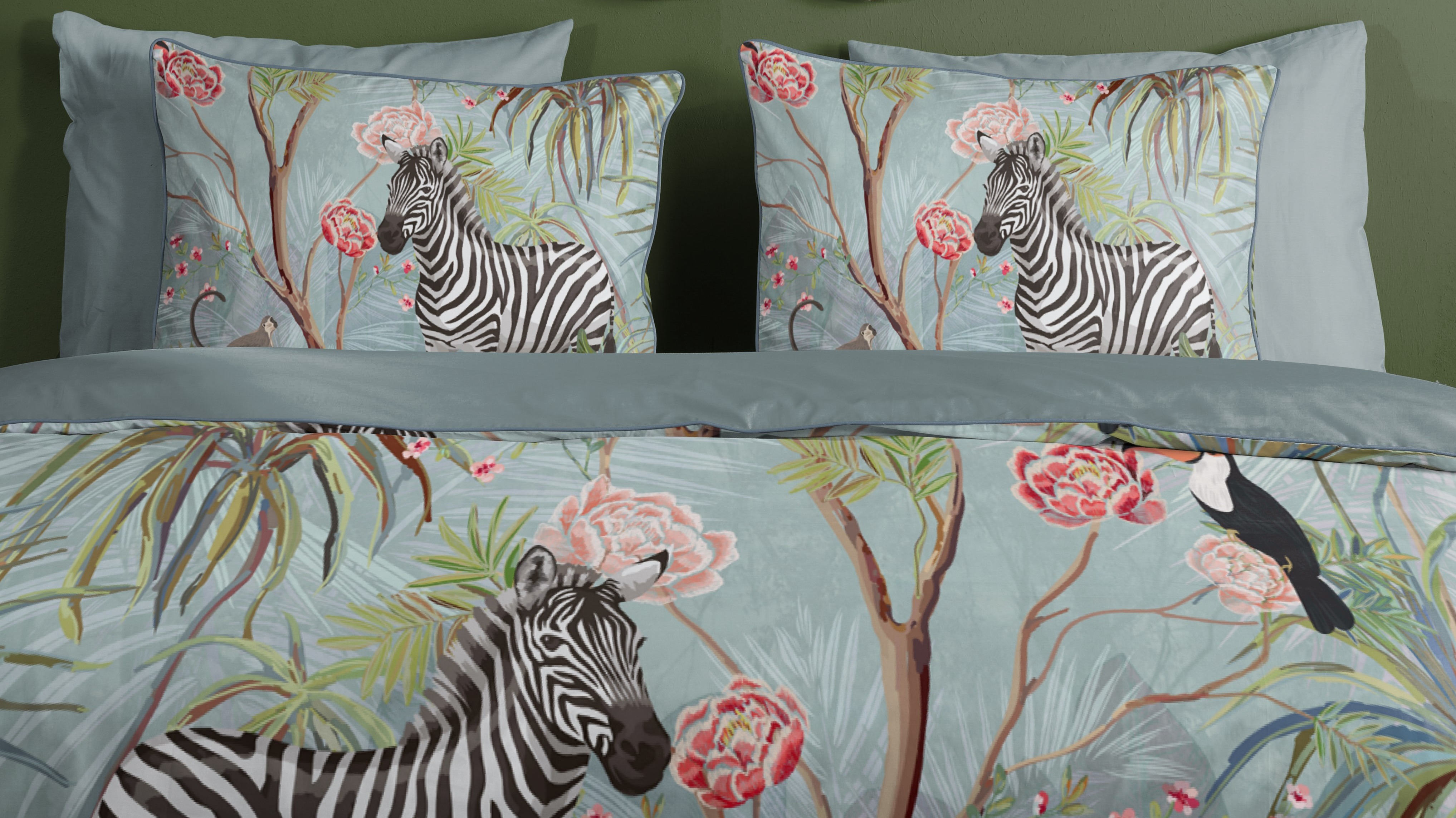 Dekbedovertrek Descanso Yasmin - Aqua close up