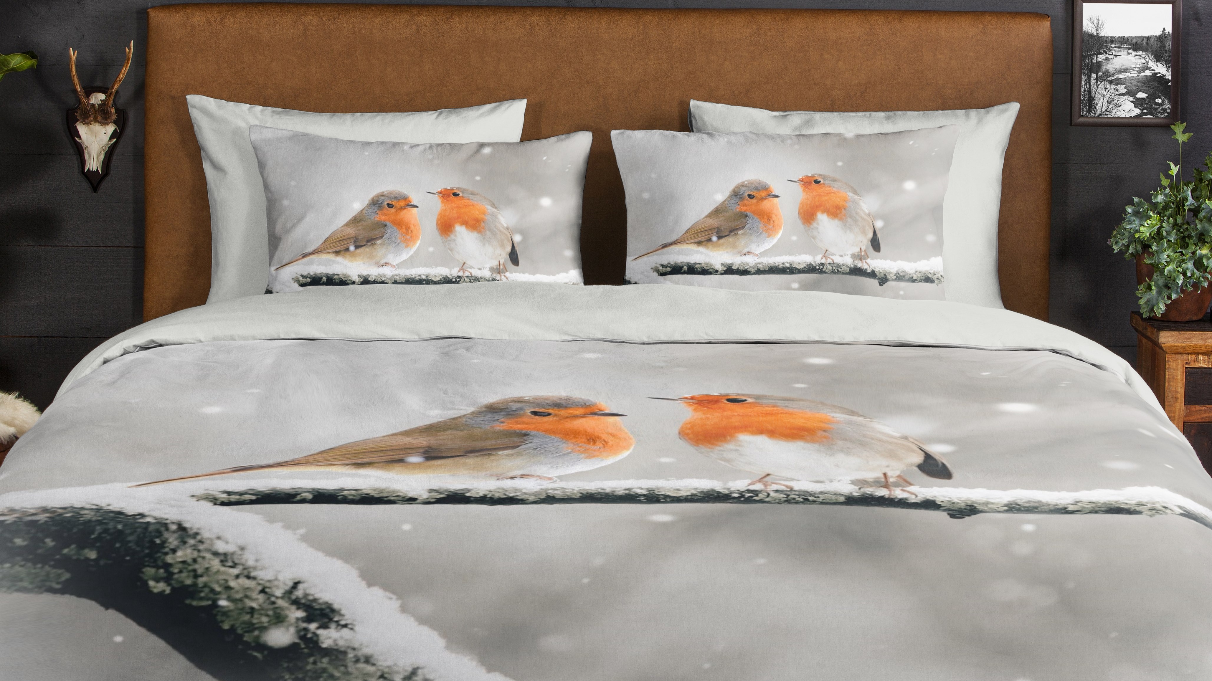 Dekbedovertrek Good Morning Greets - Grey close up