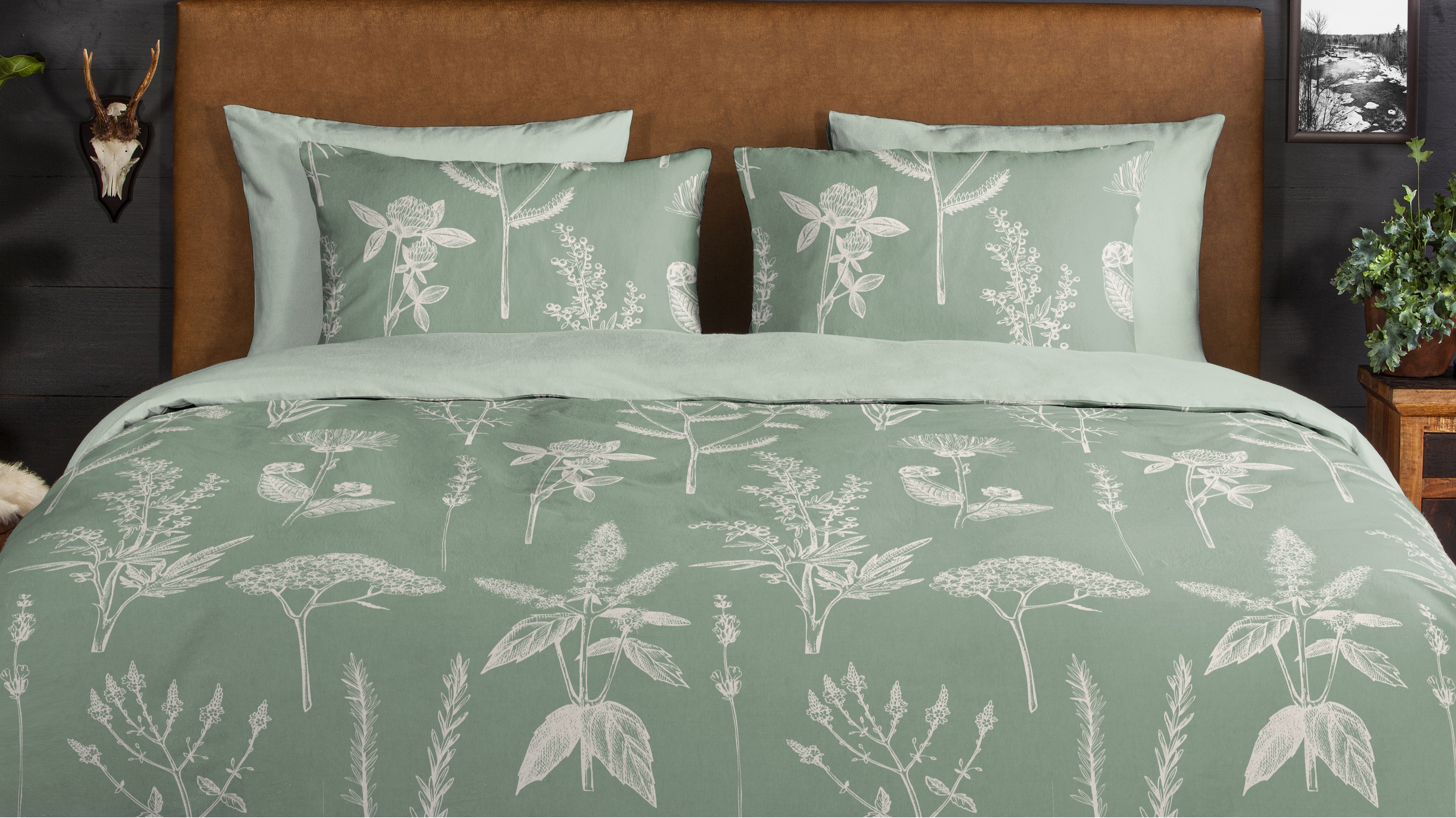 Dekbedovertrek Good Morning Herbs - Green close up