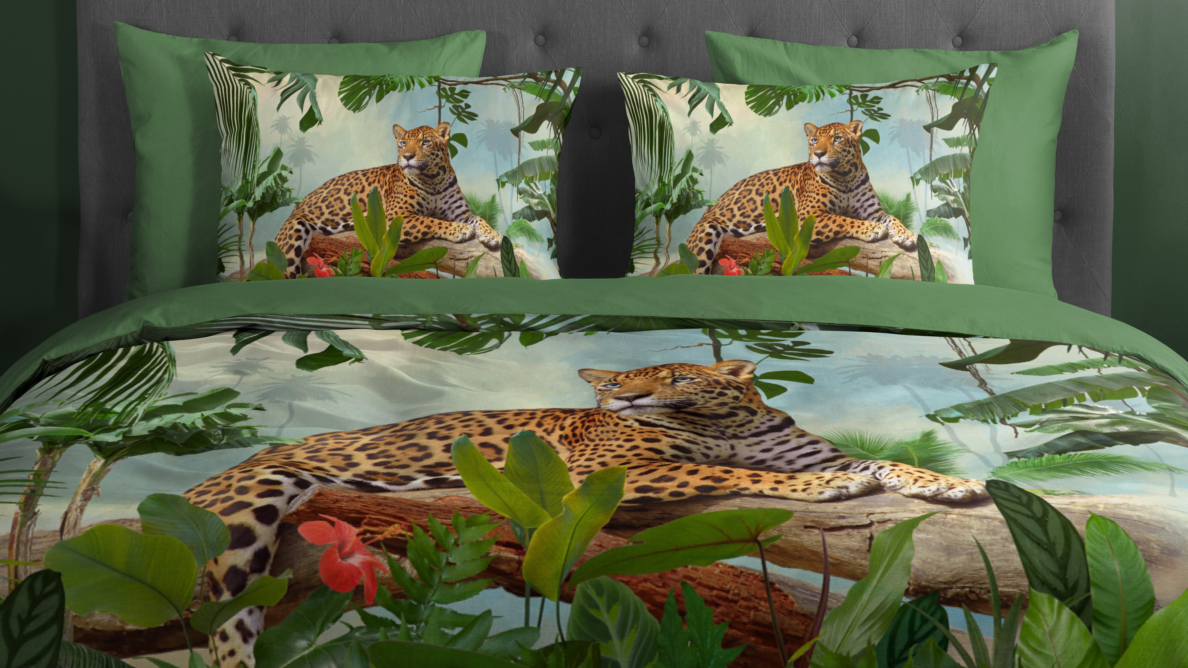 Dekbedovertrek Good Morning Jungle - Green close up