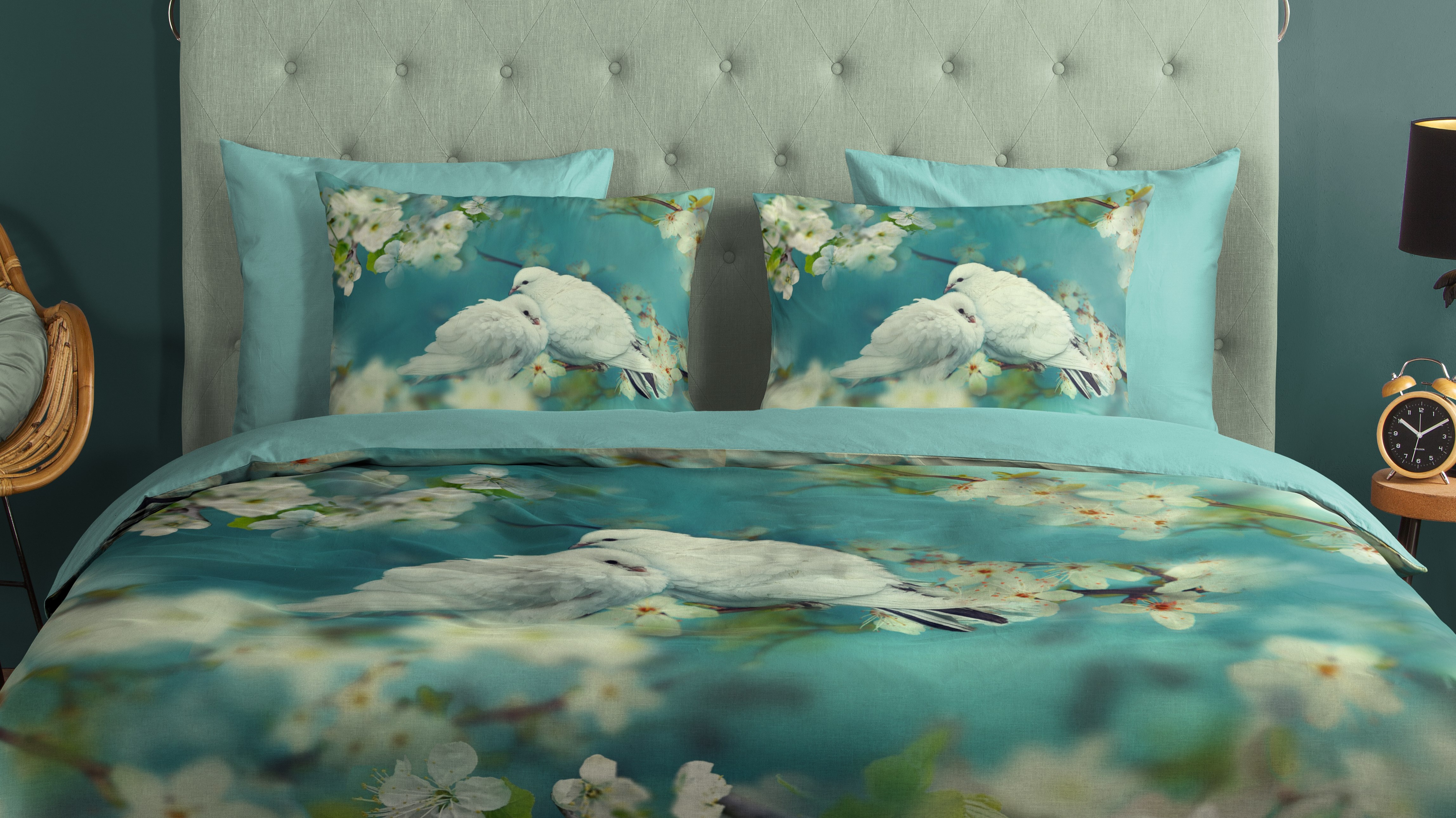 Dekbedovertrek Good Morning Loving - Aqua close up