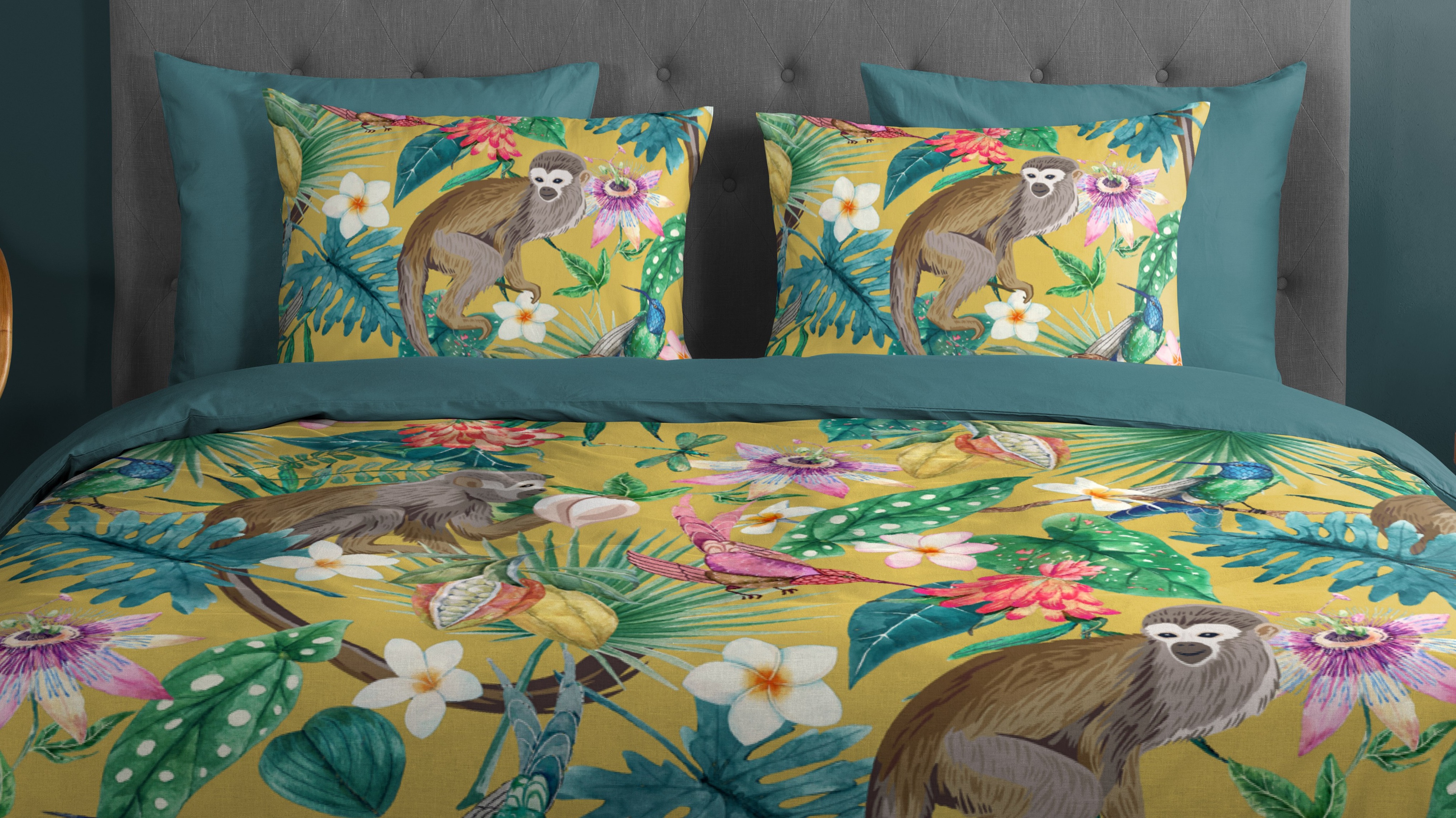 Dekbedovertrek Good Morning Meet - Ochre close up