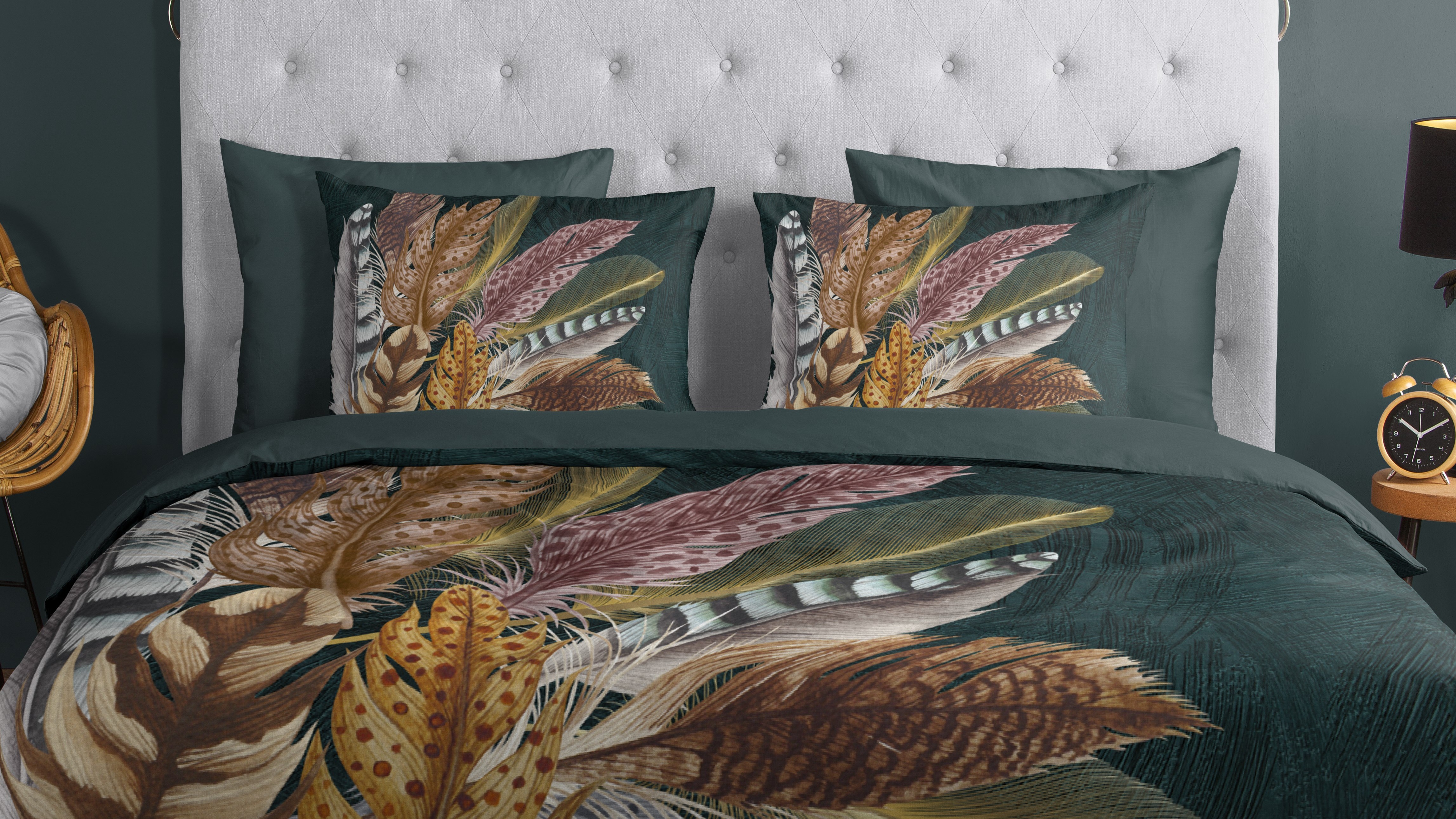 Dekbedovertrek Good Morning Soft Feathers - Green close up