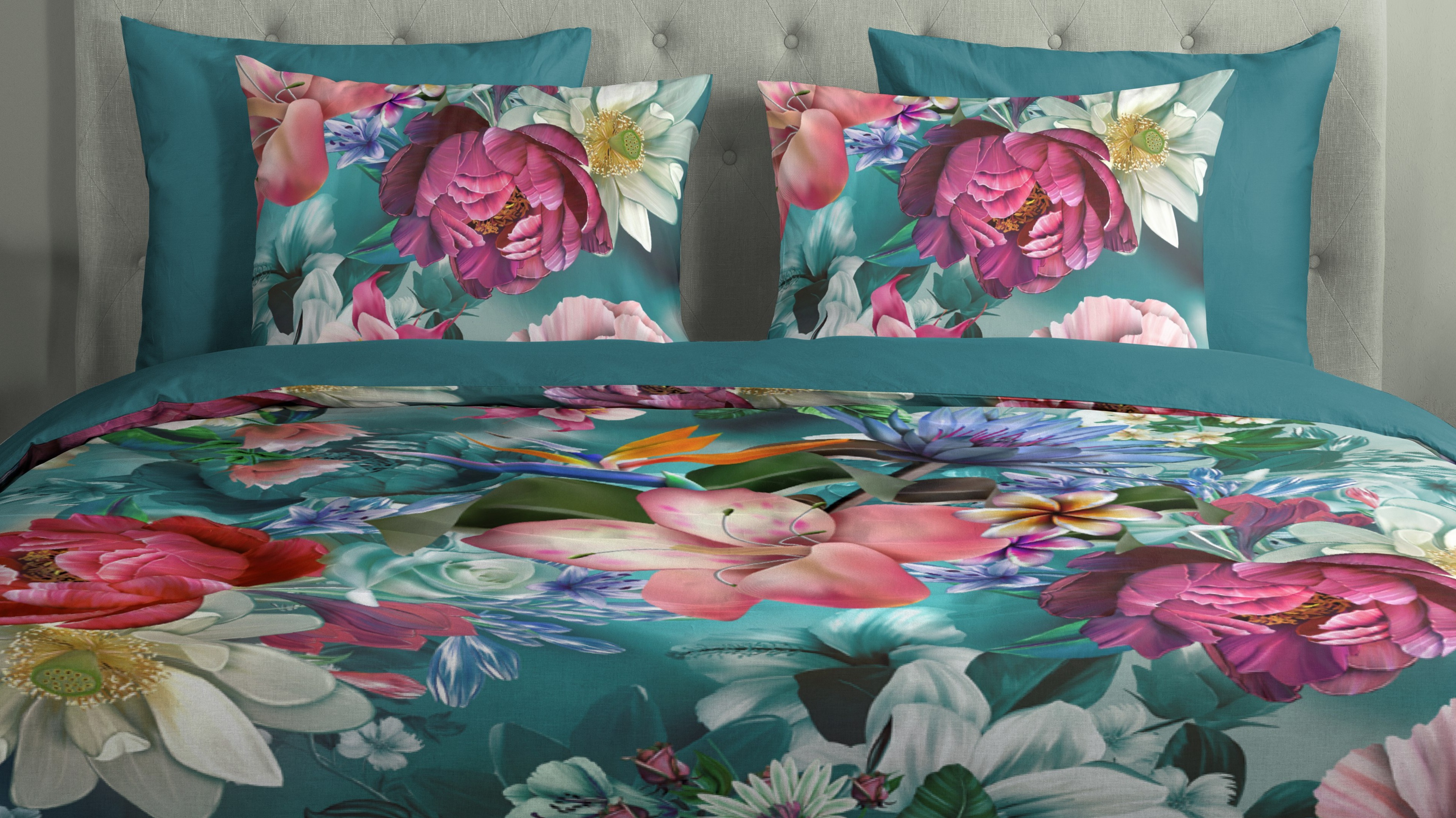 Dekbedovertrek Good Morning Tiandra - Petrol close up