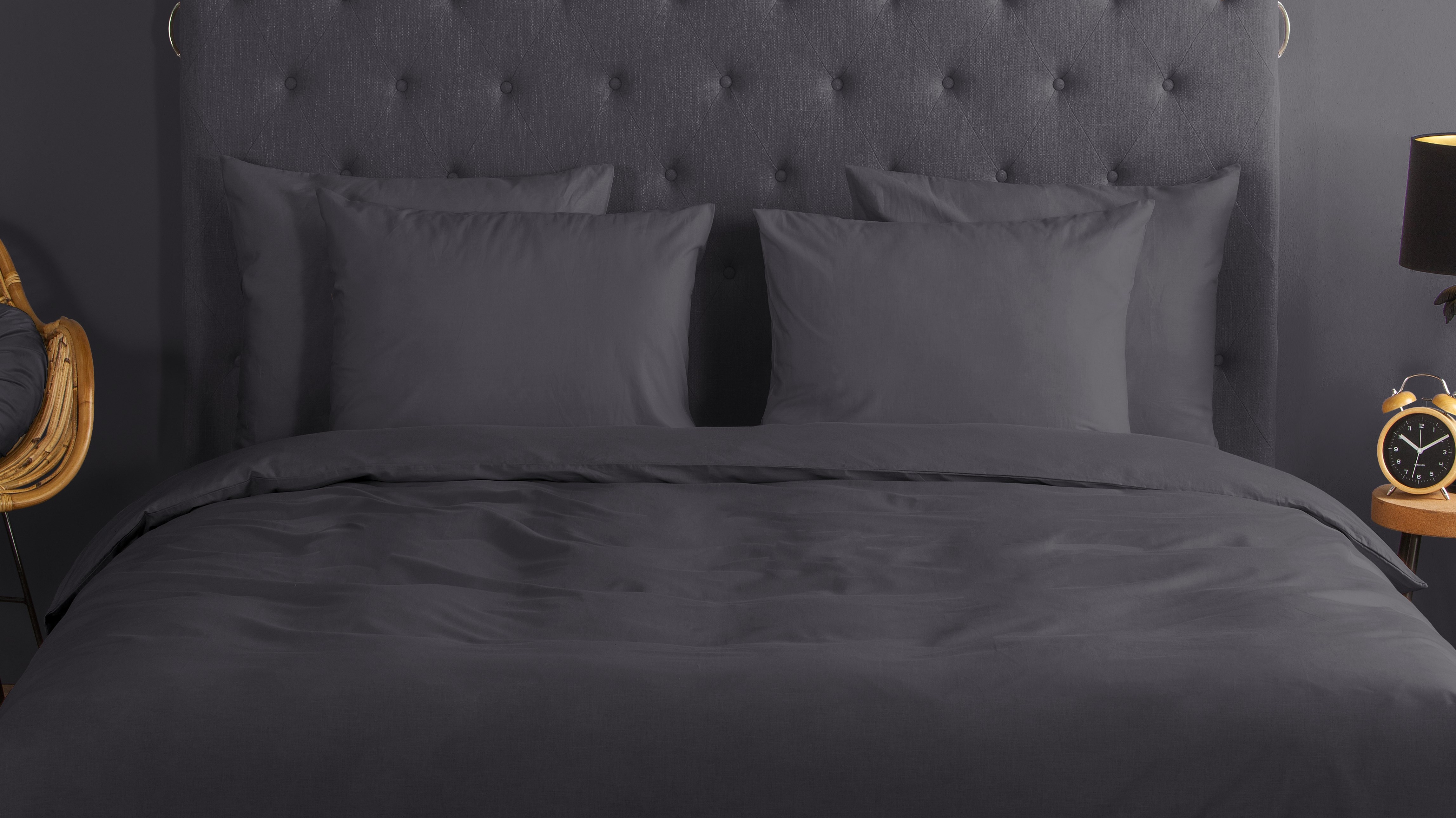 Dekbedovertrek Good Morning Uni - Anthracite close up 