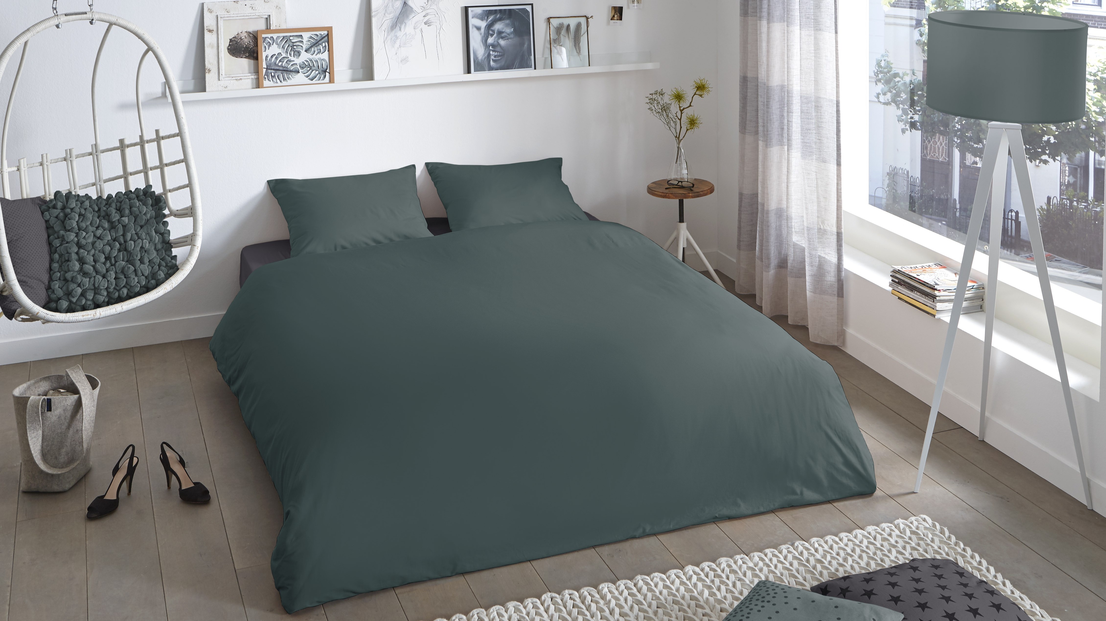 Dekbedovertrek Good Morning Uni - Dark Green mood