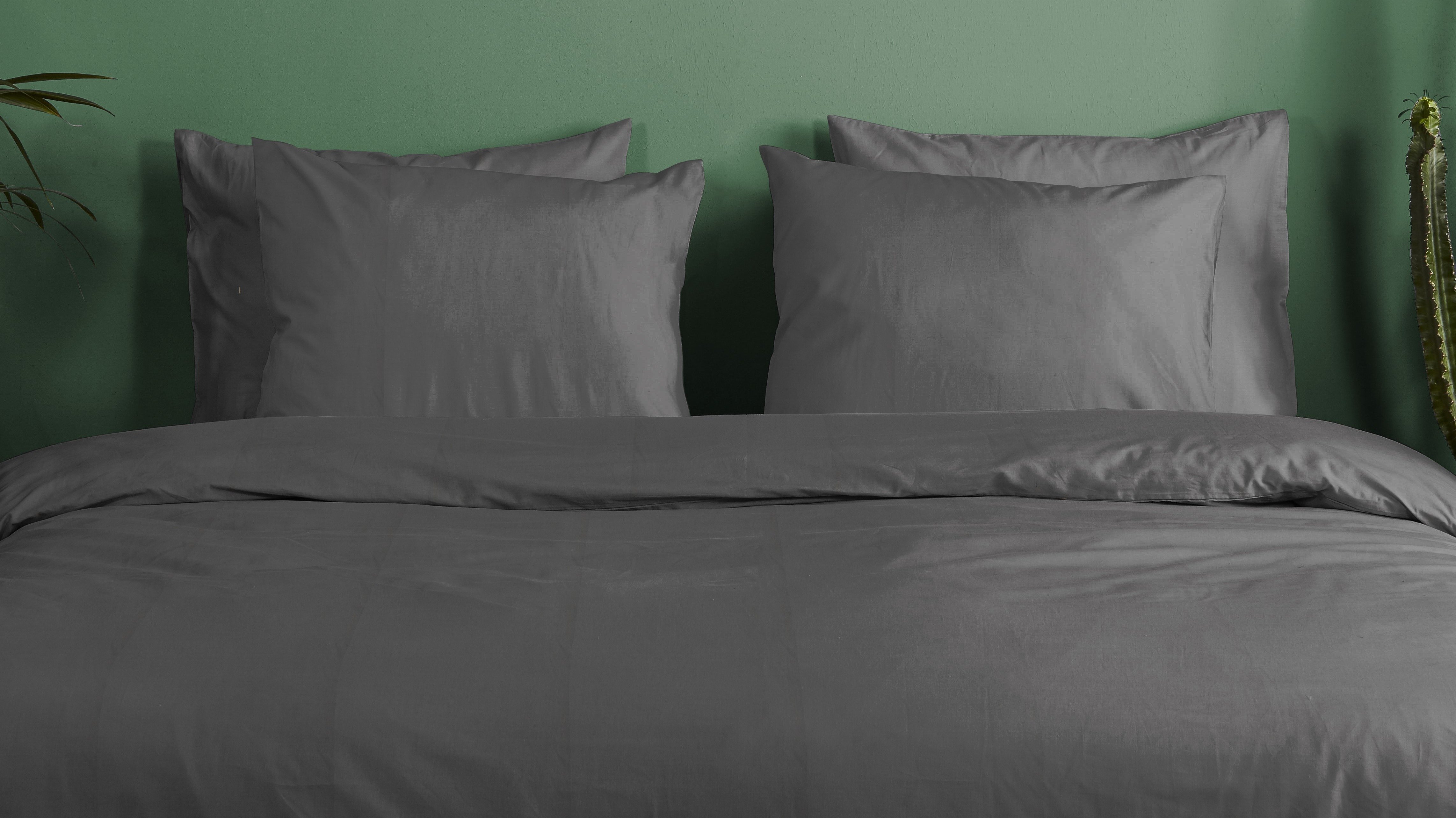 Dekbedovertrek Hip Katoensatijn Uni - Anthracite Close up