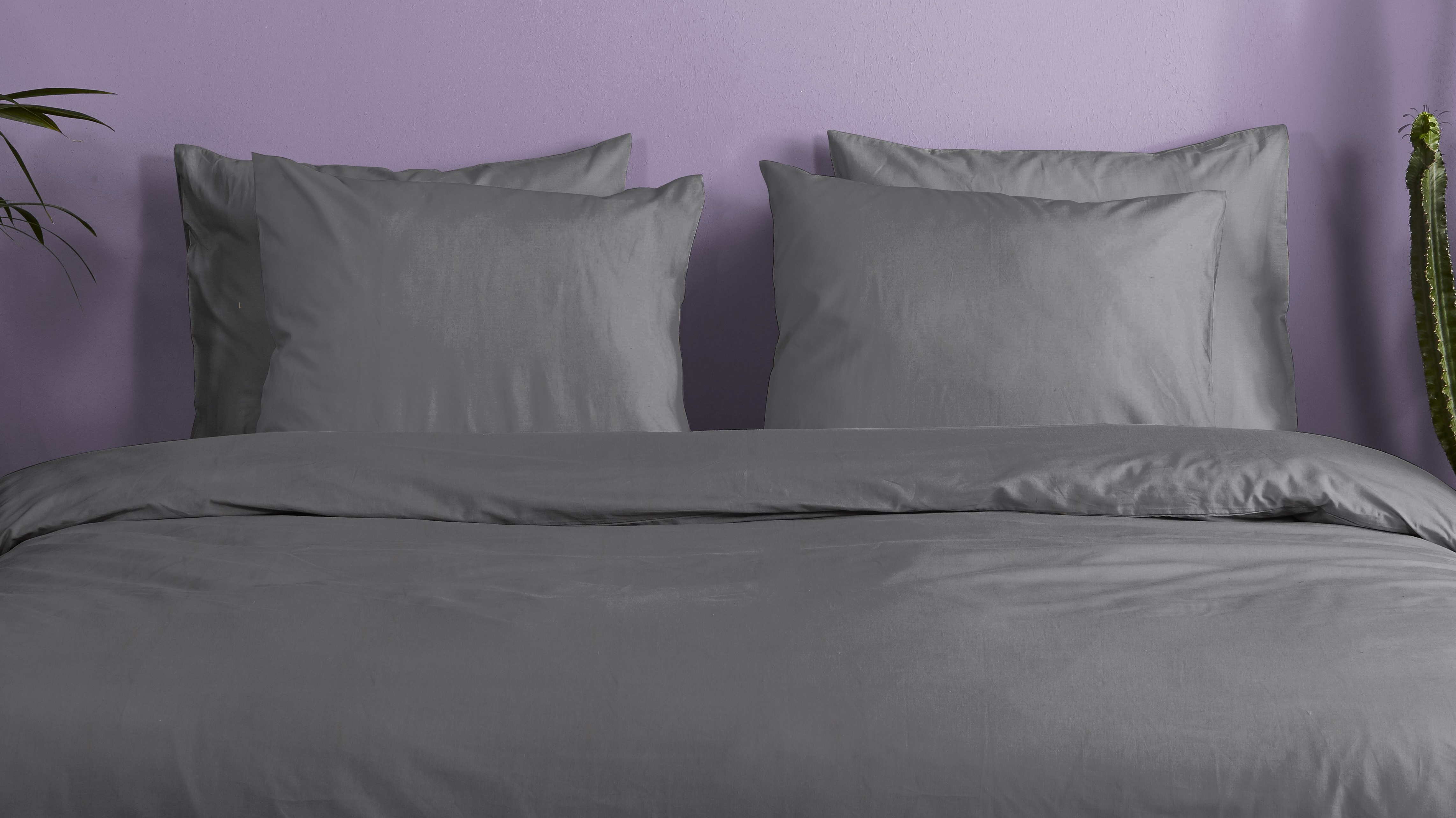 Dekbedovertrek Hip Katoensatijn Uni - Grey Close up