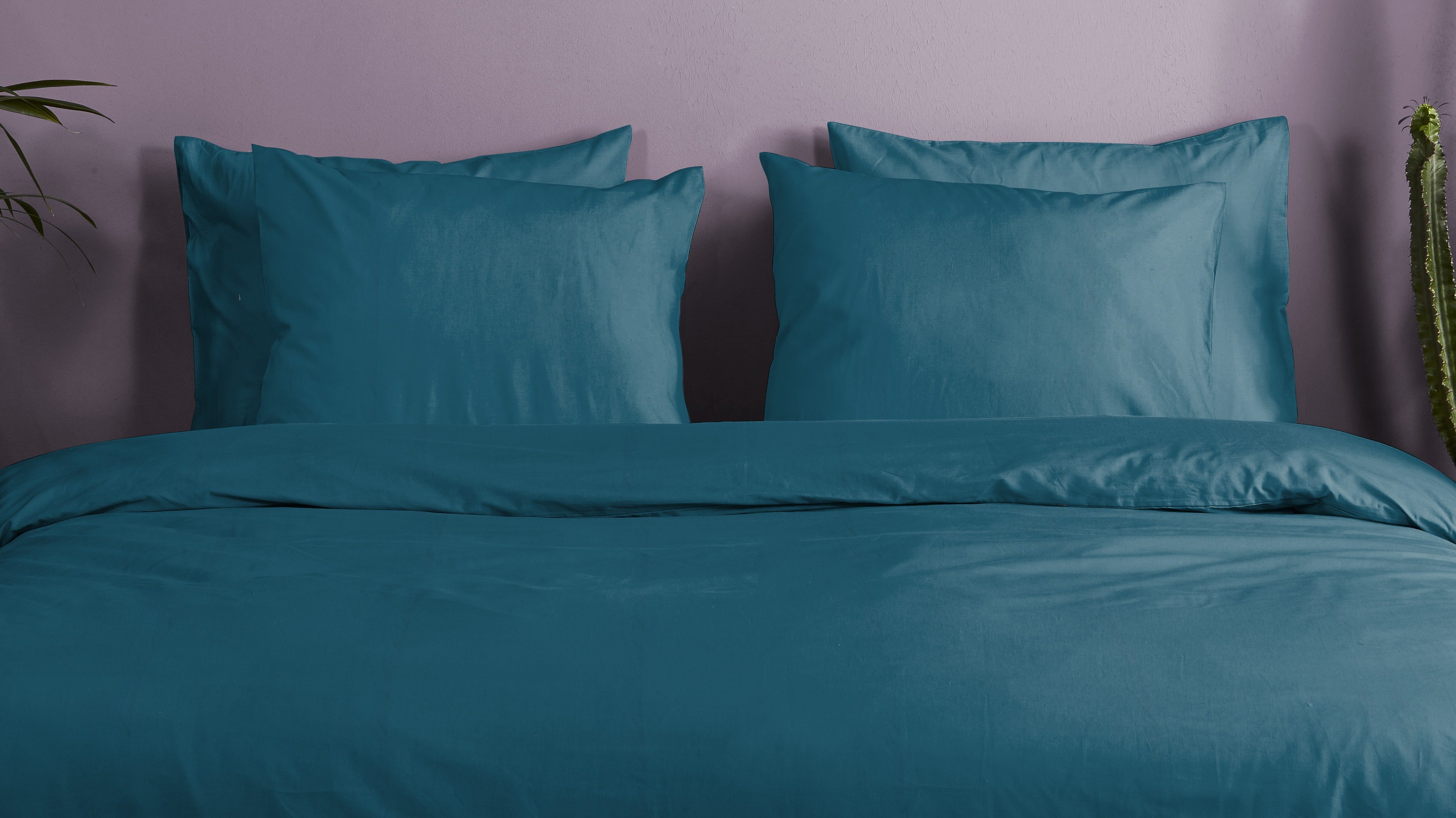 Dekbedovertrek Hip Katoensatijn Uni - Petrol close up