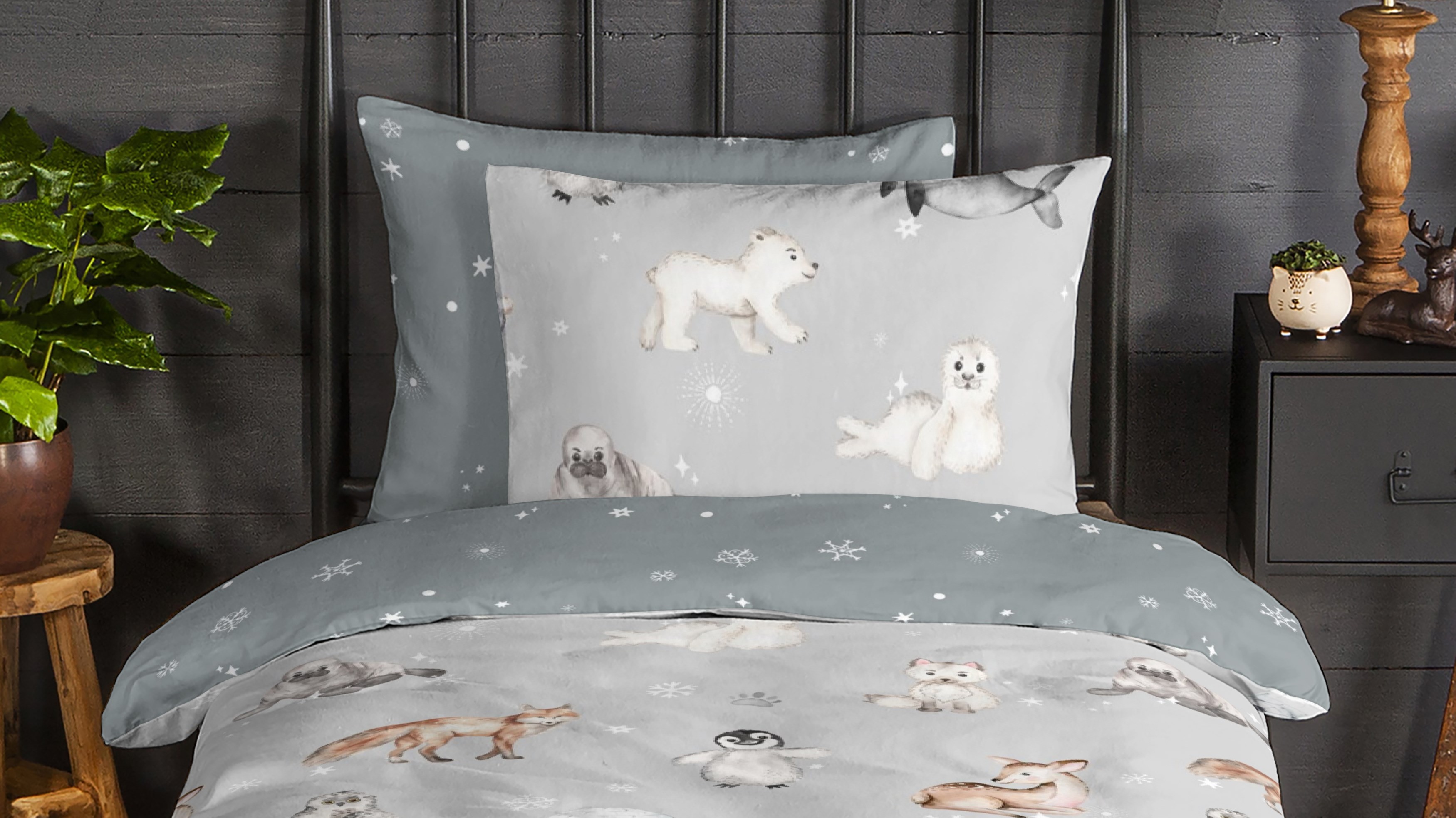 Dekbedovertrek Kids Good Morning Cira - Grey close up