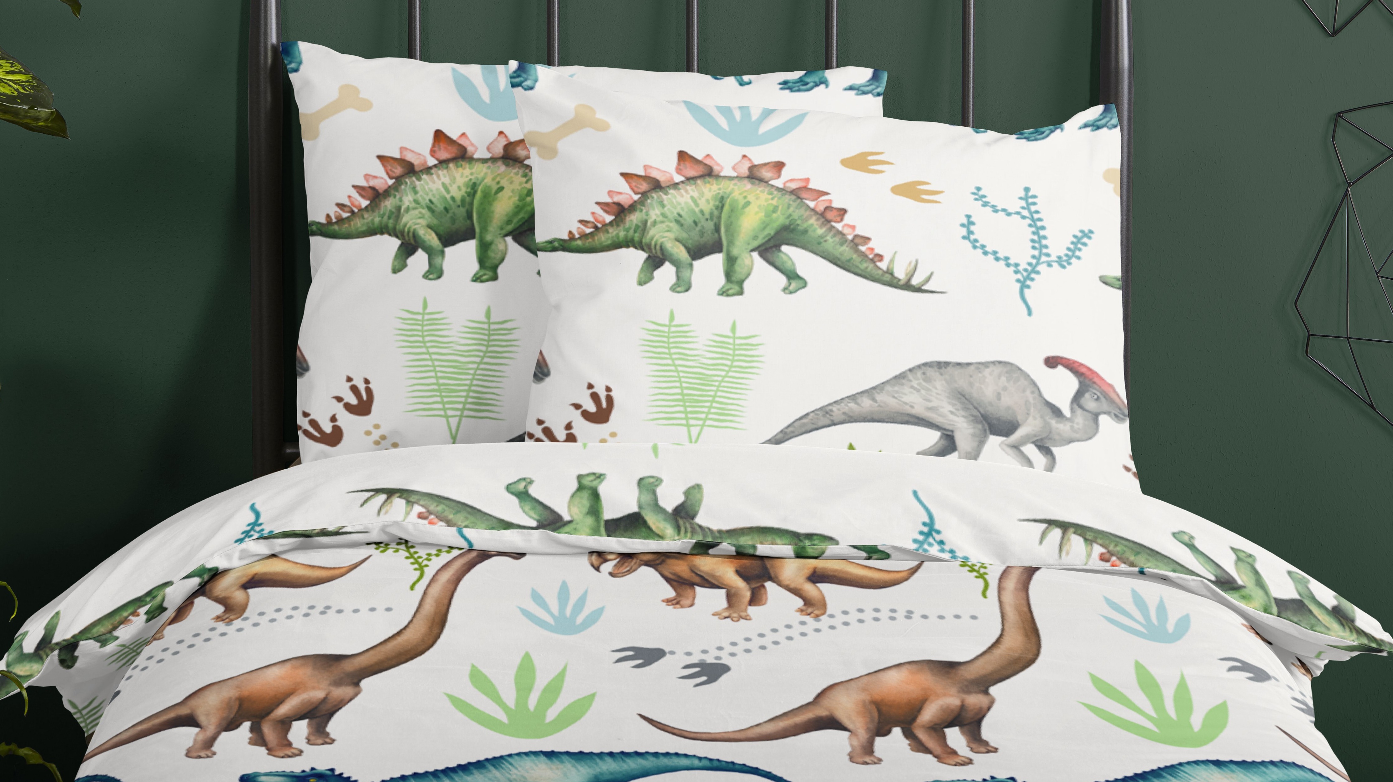 Dekbedovertrek Kids Good Morning Dino Beware - White close up