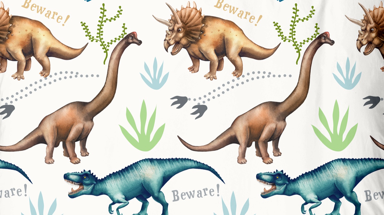 Dekbedovertrek Kids Good Morning Dino Beware - White detail