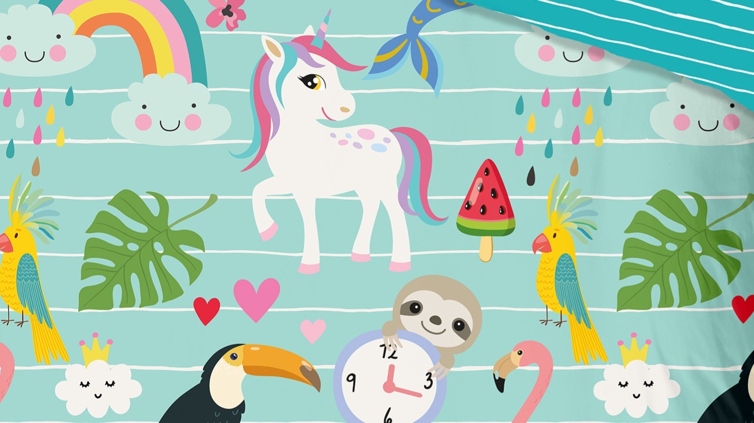 Dekbedovertrek Kids Good Morning Festen - Aqua details