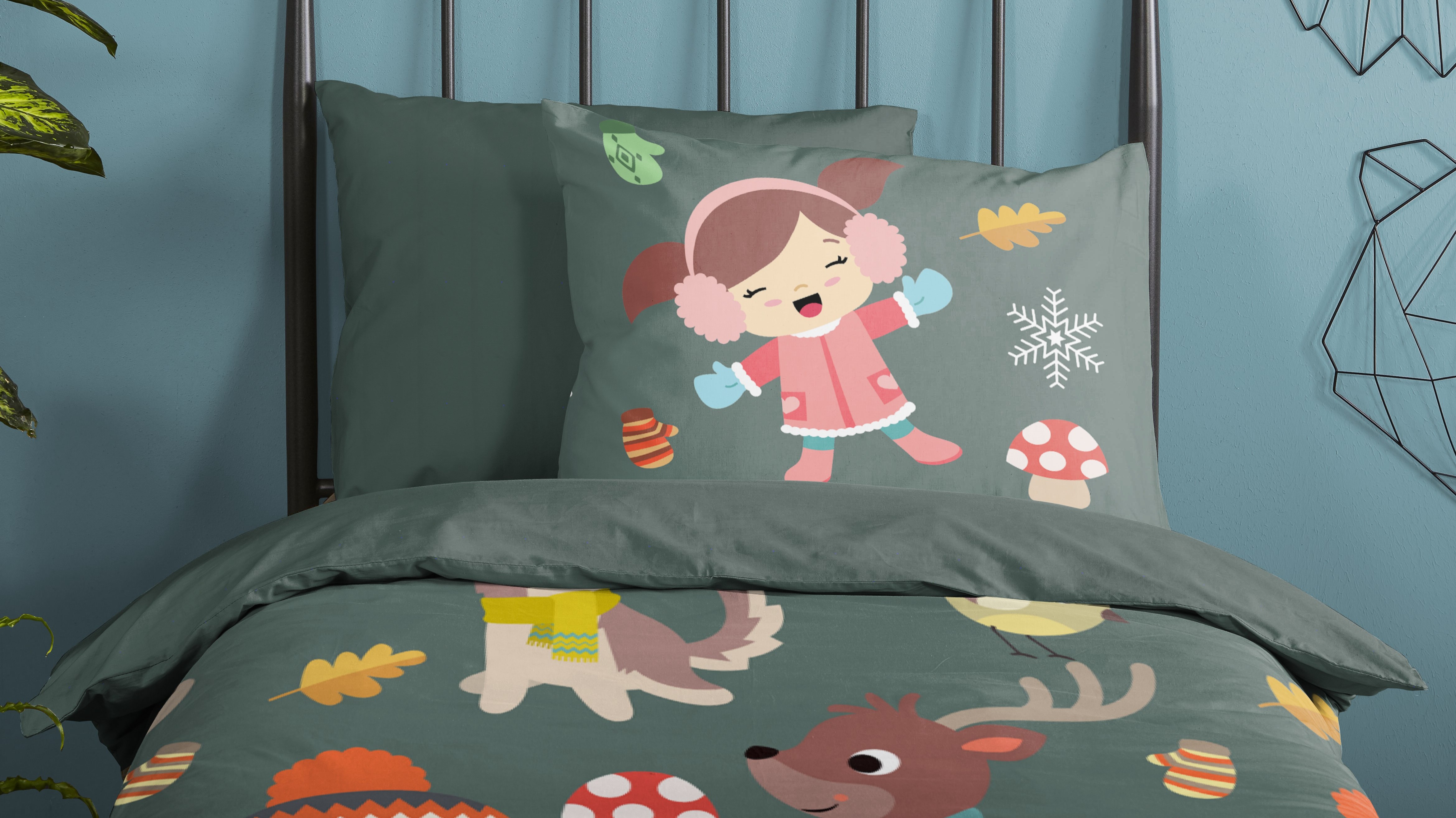 Dekbedovertrek Kids Good Morning Fun - Green close up