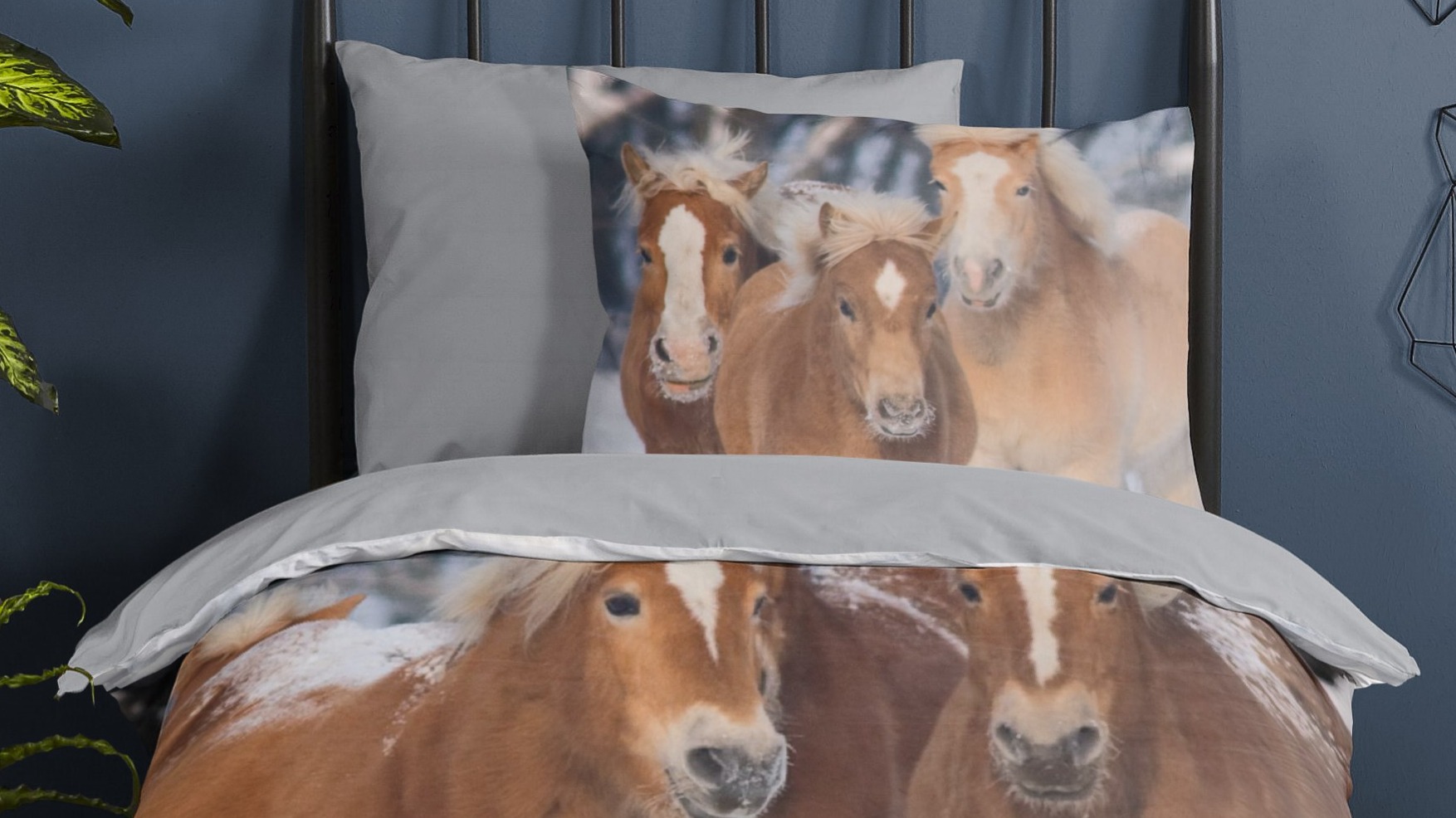 Dekbedovertrek Kids Good Morning Happy Horses - Multi close up