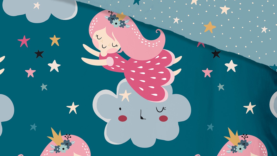 Dekbedovertrek Kids Good Morning Horses Princesse - Petrol detail