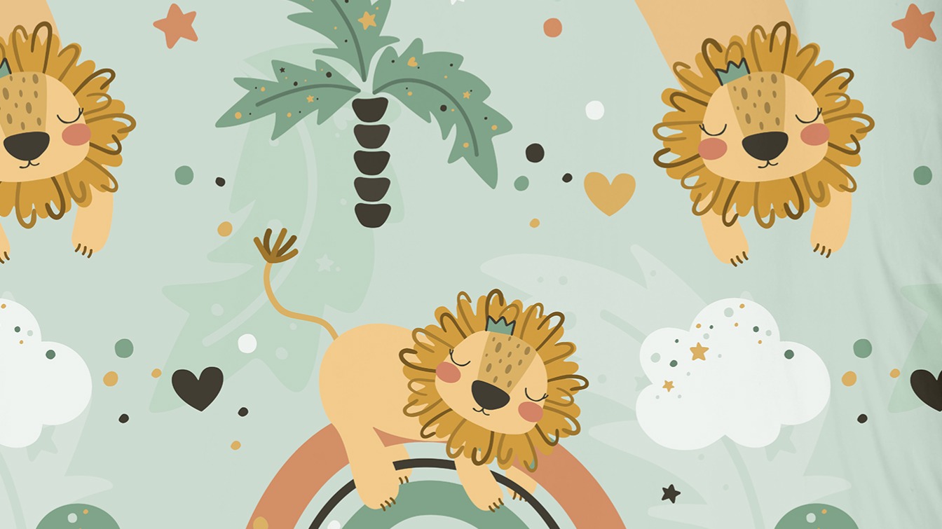 Dekbedovertrek Kids Good Morning Lions - Green detail