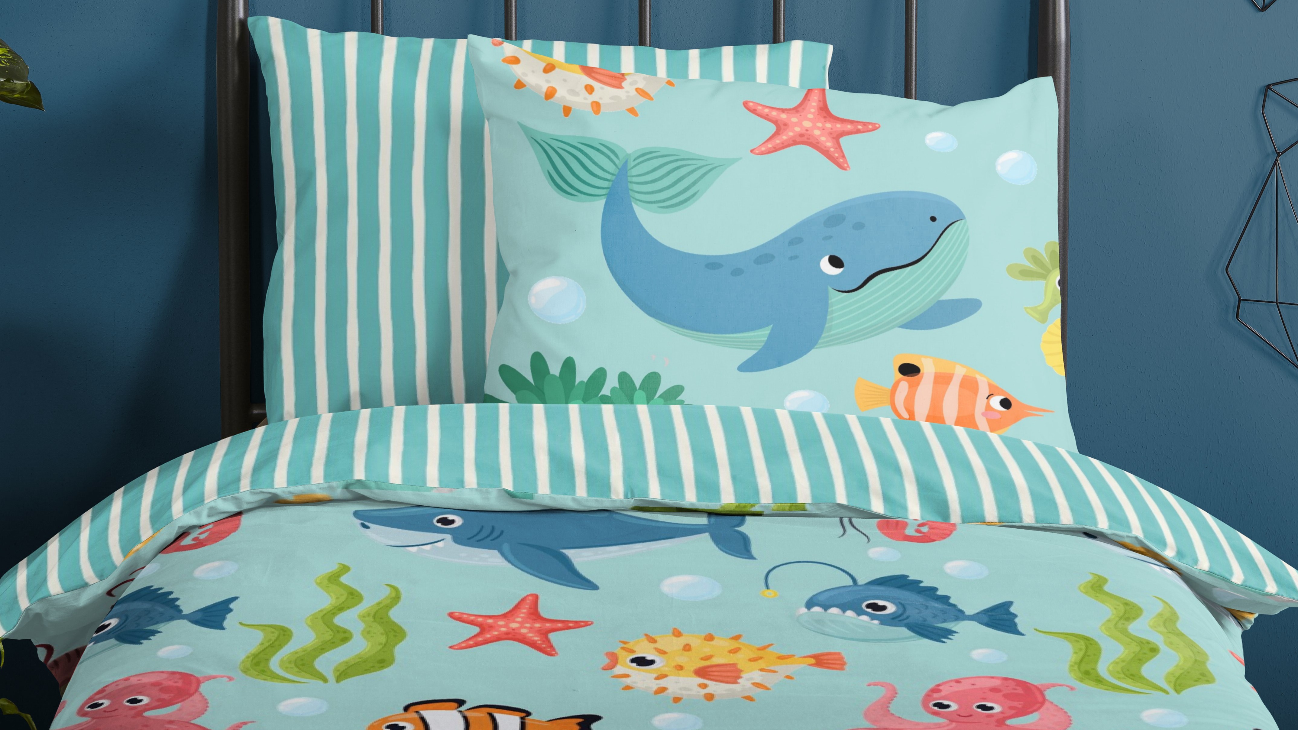 Dekbedovertrek Kids Good Morning Ocean - Aqua close up