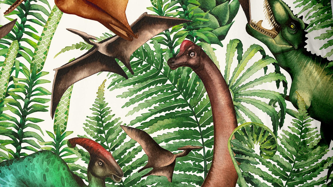 Dekbedovertrek Kids Good Morning Prehistory - Green detail