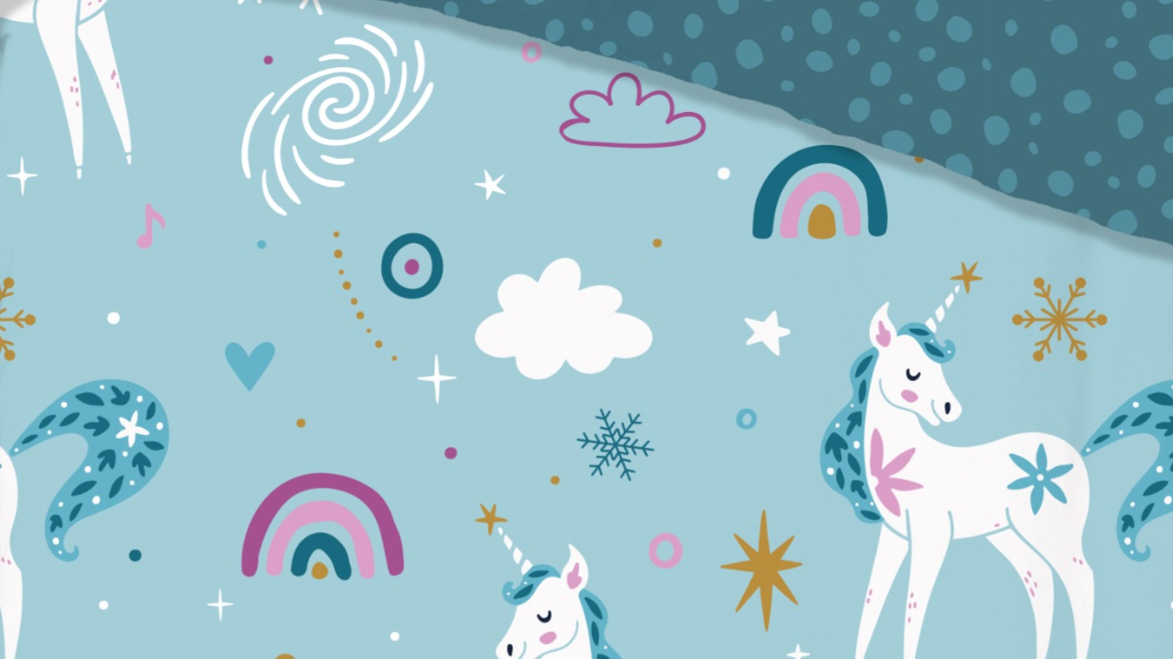 Dekbedovertrek Kids Good Morning Snowycorn - Blue detail