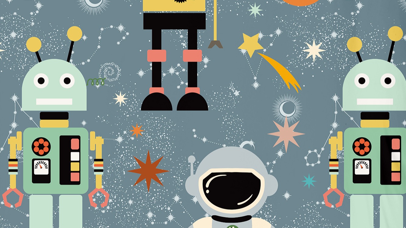 Dekbedovertrek Kids Good Morning Spacemen - Grey detail