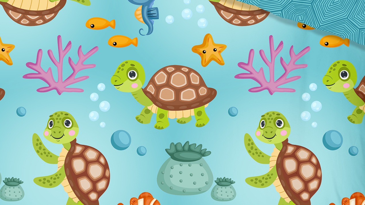 Dekbedovertrek Kids Good Morning Turtles - Blue detail