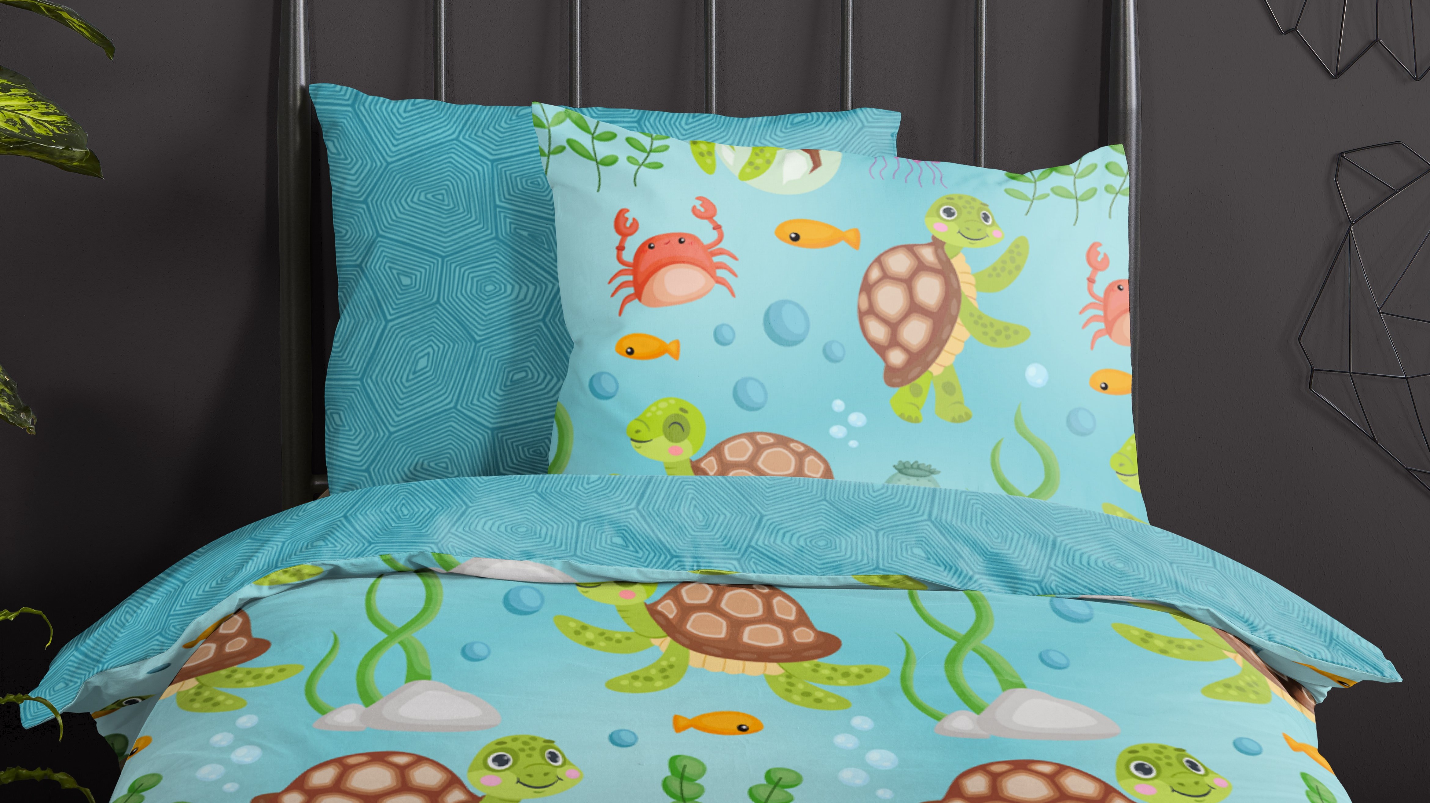 Dekbedovertrek Kids Good Morning Turtles - Blue close up