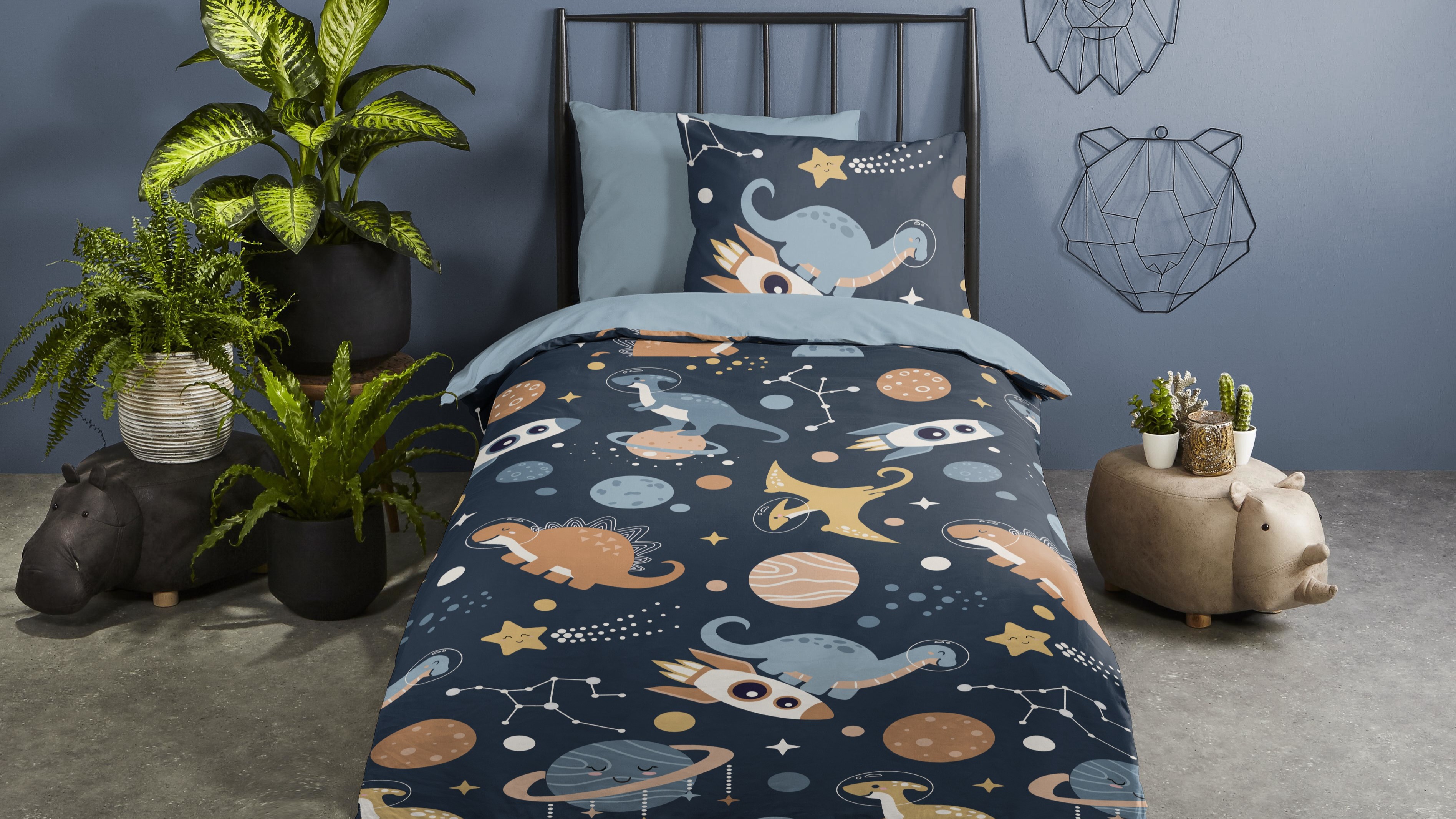 Dekbedovertrek Kids Pure Spacedino - Blue mood