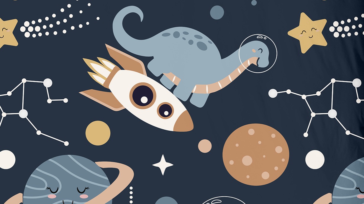 Dekbedovertrek Kids Pure Spacedino - Blue detail