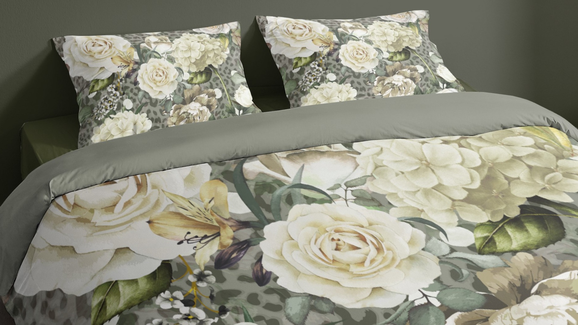 Dekbedovertrek Pure Joy - Olive close up