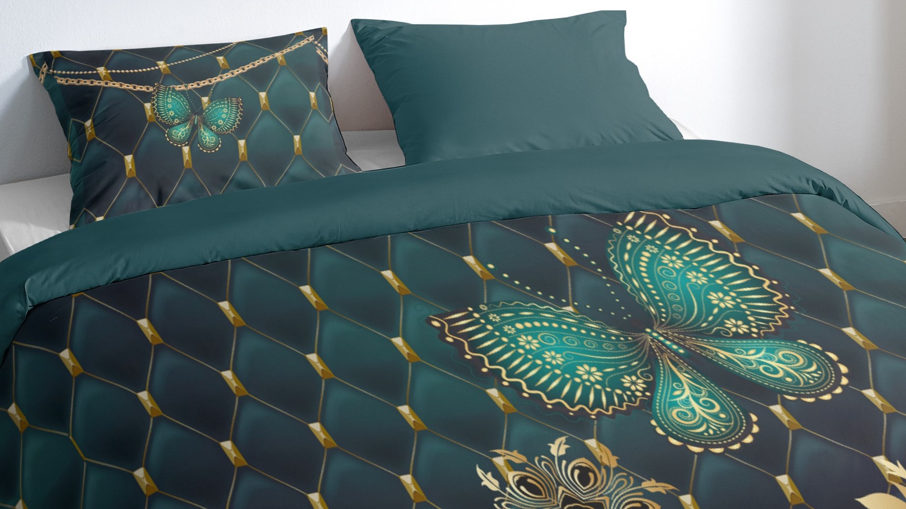 Dekbedovertrek Pure Lavanya - Petrol close up