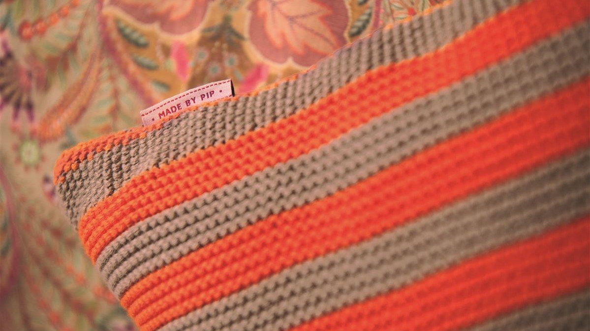 Sierkussen Pip Studio Bonsoir Stripe Cushion - Orange detail