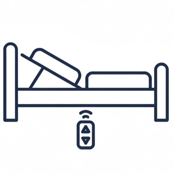 Elektrisch bed icoon om aan te tonen dat dit bed elektrisch verstelbaar is.