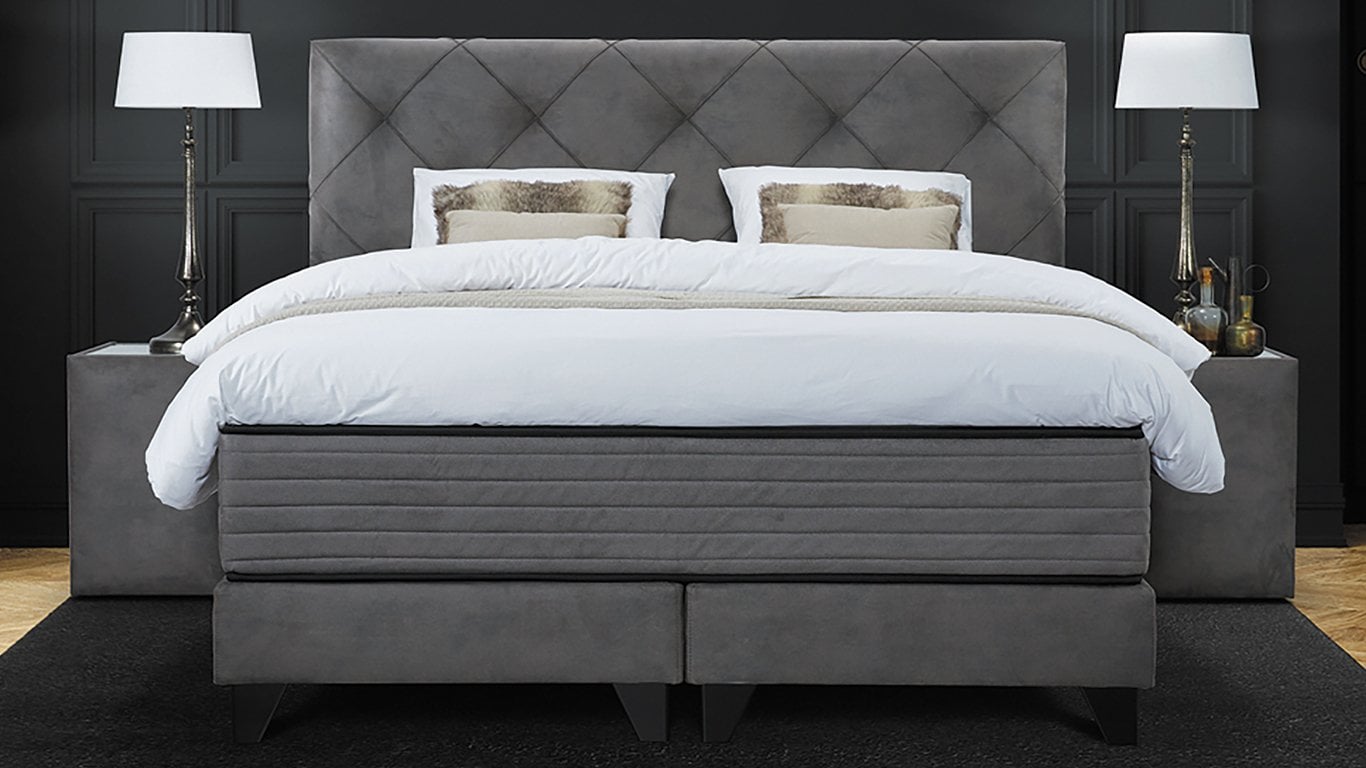 Serta Boxspring Set Magnifique Vlak grijs opgemaakt