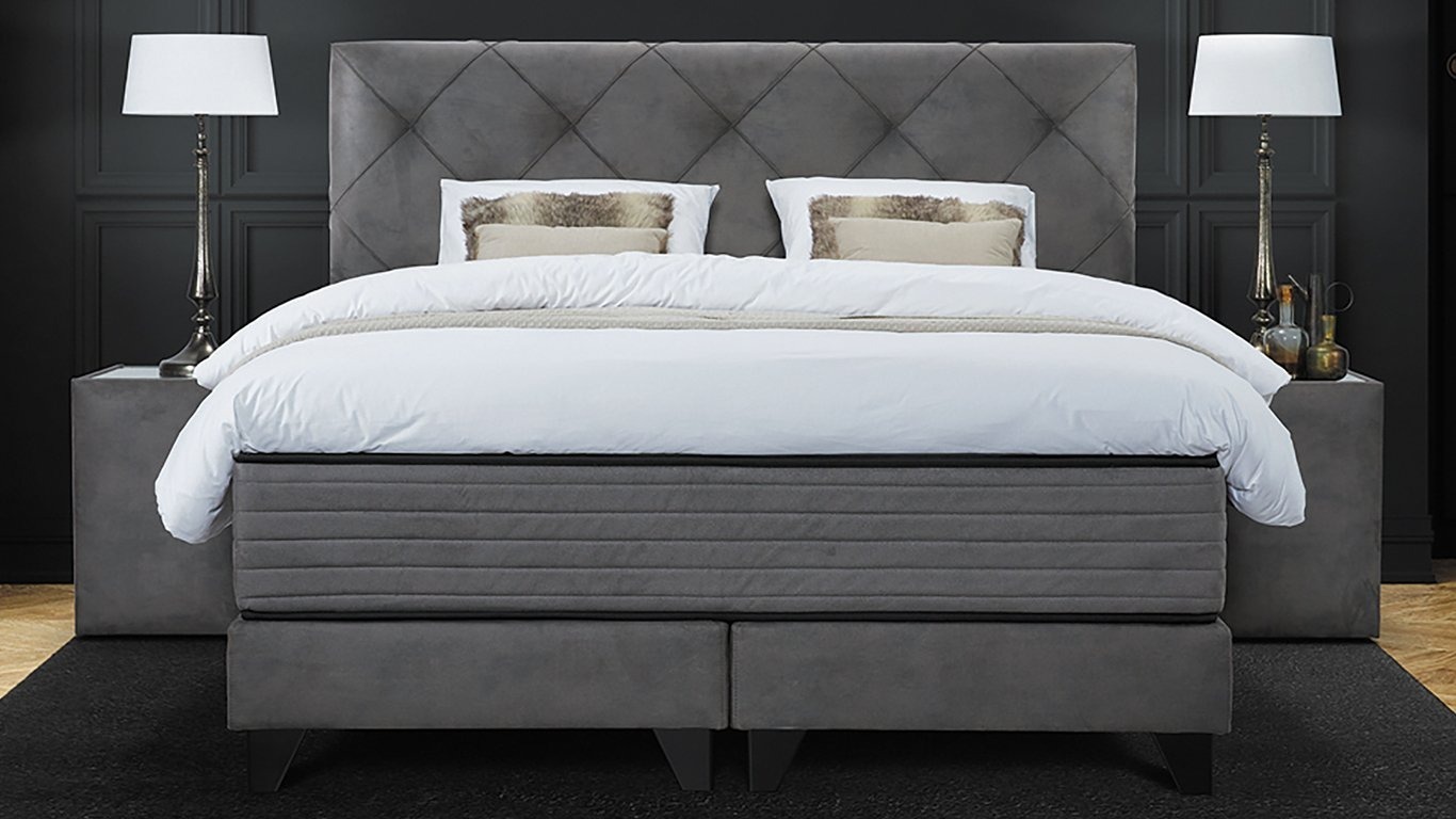 Serta Boxspring Set Magnifique Vlak grijs opgemaakt