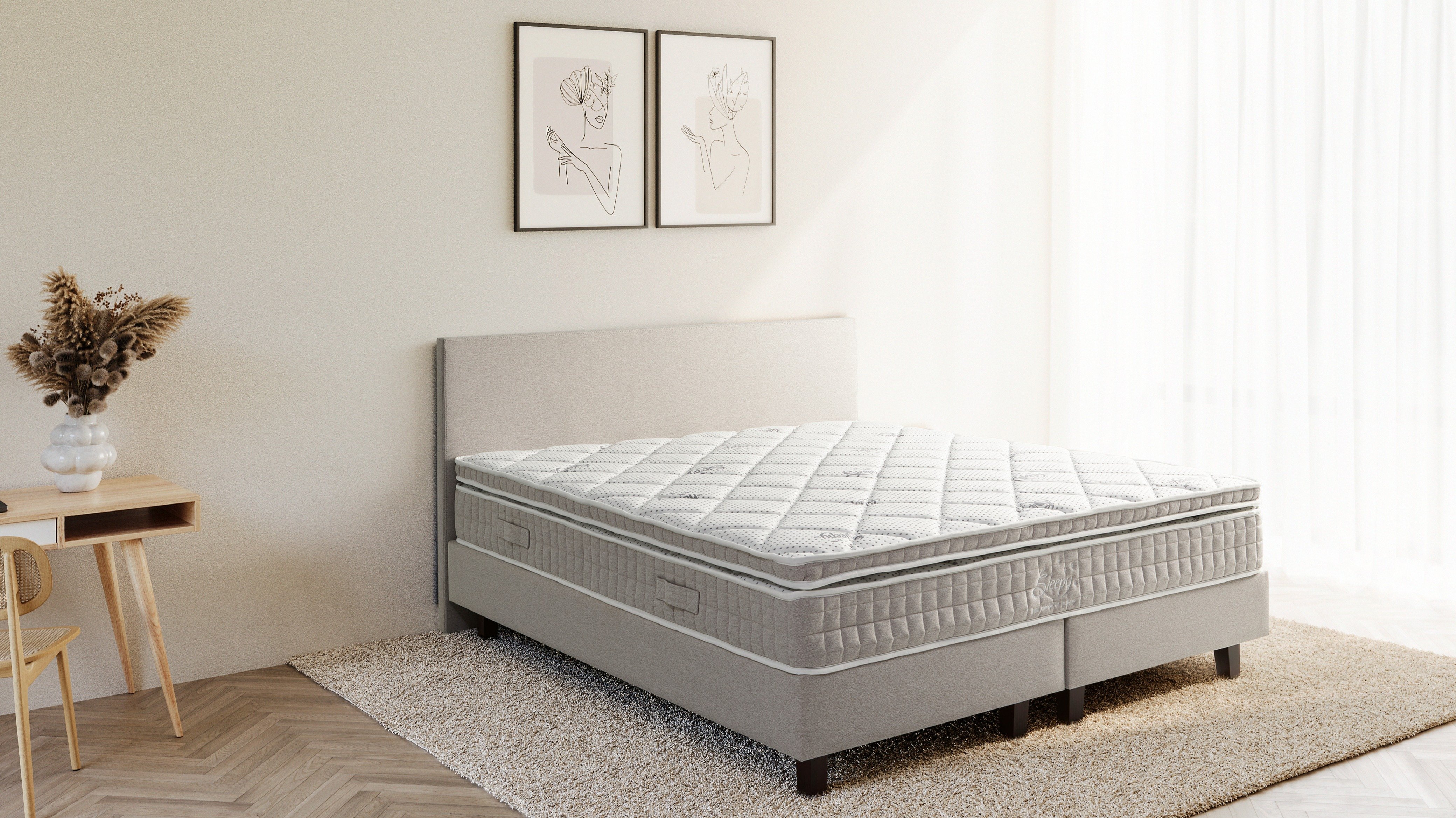 Sleepy Scandinavian hotelbox - beige niet opgemaakt